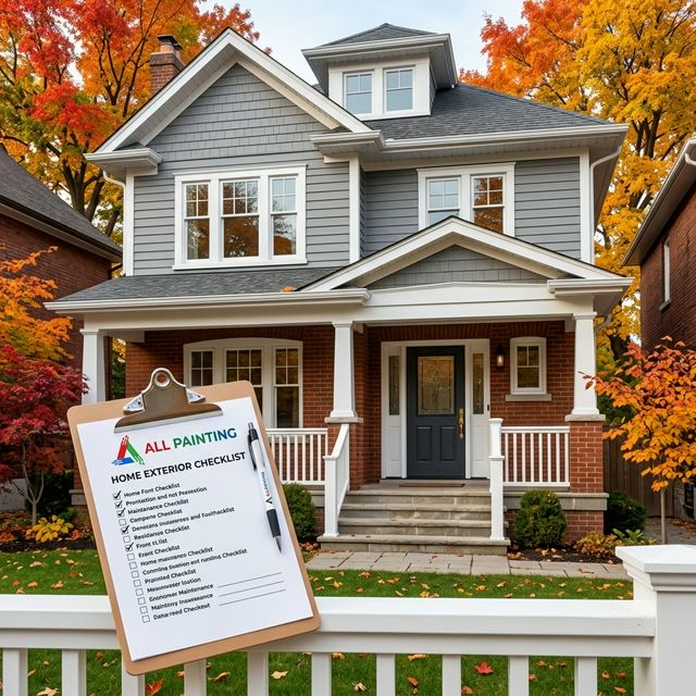 Toronto home autumn exterior maintenance checklist with All Painting branding