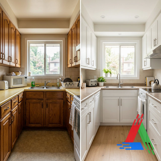 Kitchen cabinet painting before and after transformation