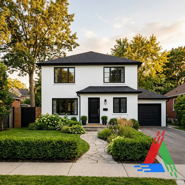 White painted brick exterior transformation on a Toronto home
