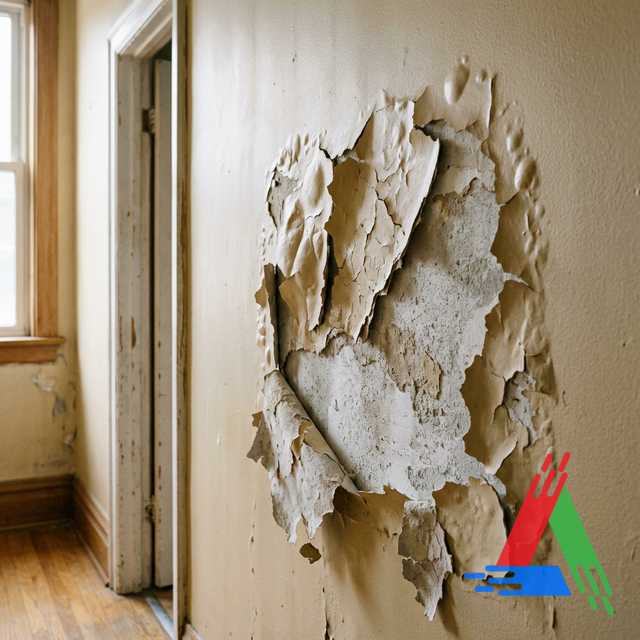 Paint peeling off a wall showing a common painting warranty claim