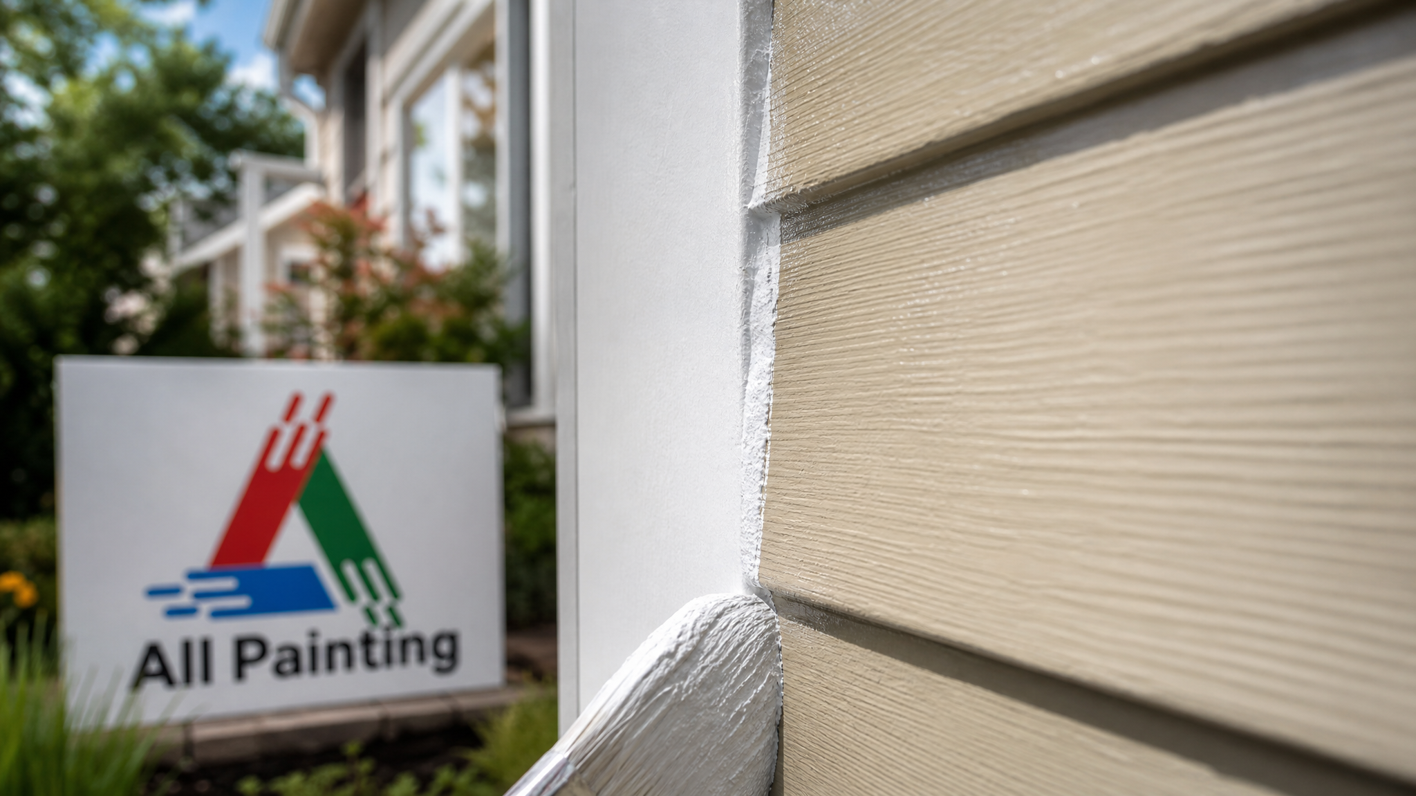 Close-up of a crisp cut-in line where painted trim meets siding on a Toronto home exterior