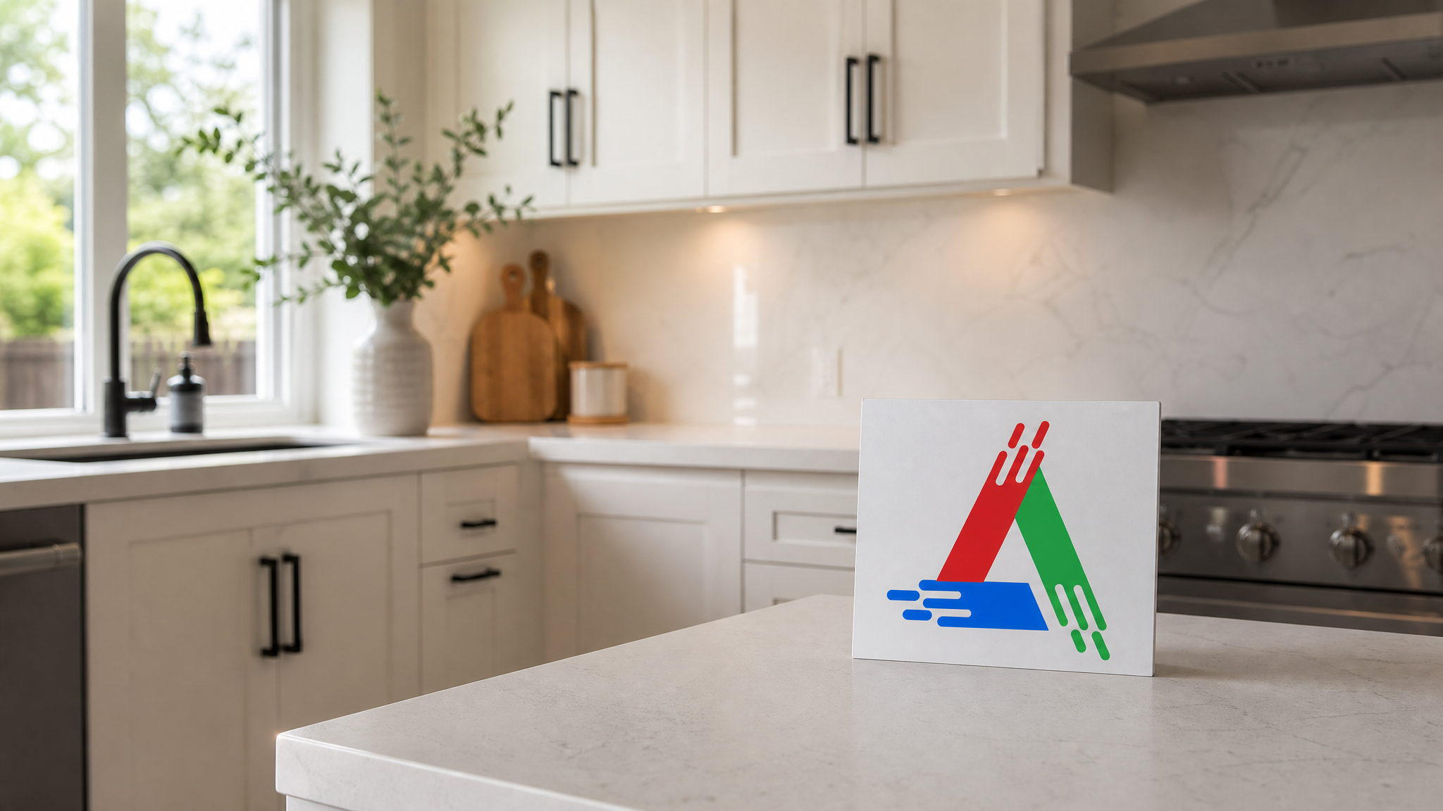 Freshly painted white kitchen cabinets with a smooth durable finish in a bright Toronto home