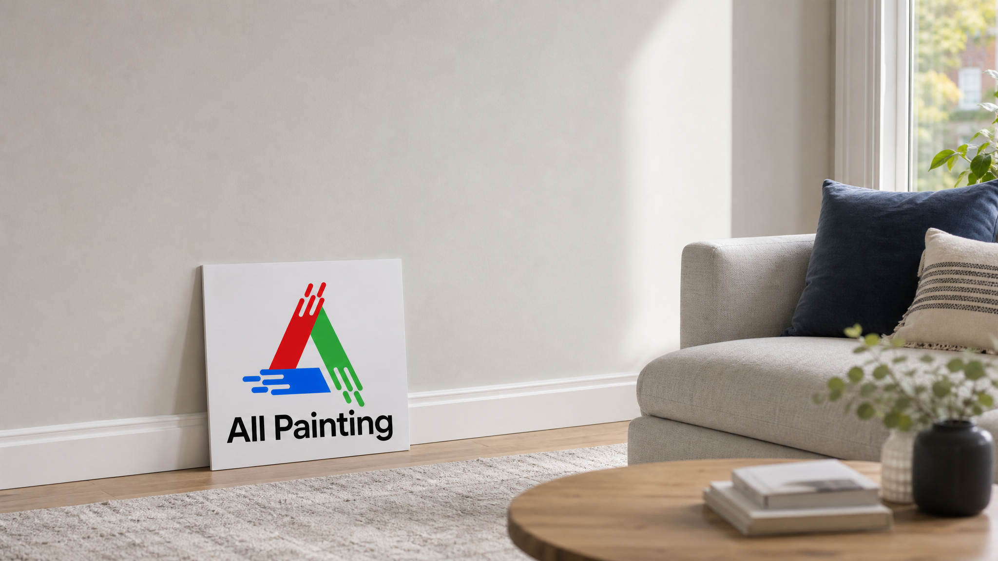 Freshly repaired and painted living room wall in a Toronto home with a smooth, flawless matte finish